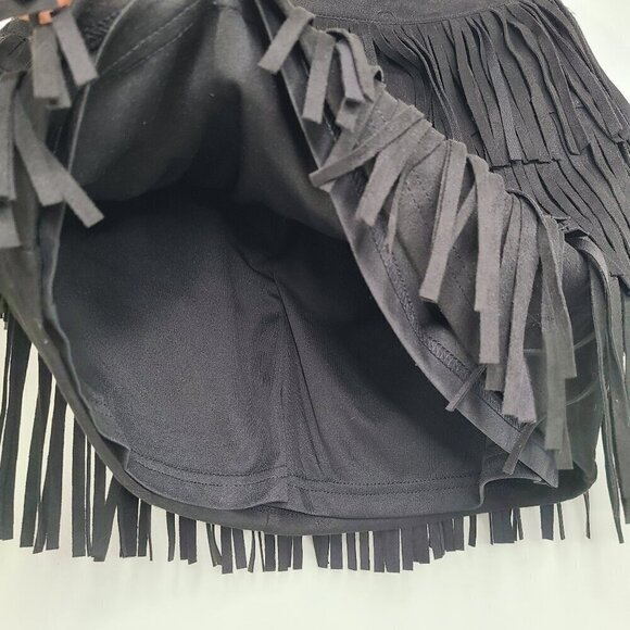 Kittenish Black Suede Fringe Mini Skirt - Picture 8 of 11